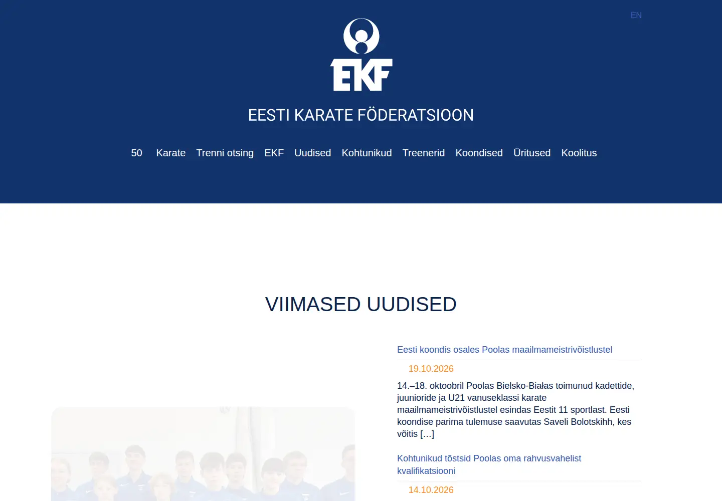Captured homepage of ekf.ee in the current scan