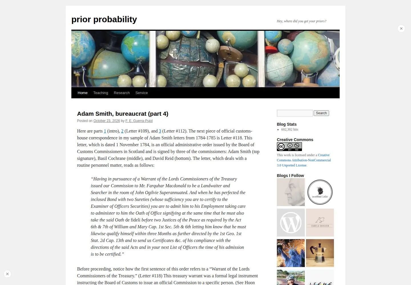 Screenshot of priorprobability.com