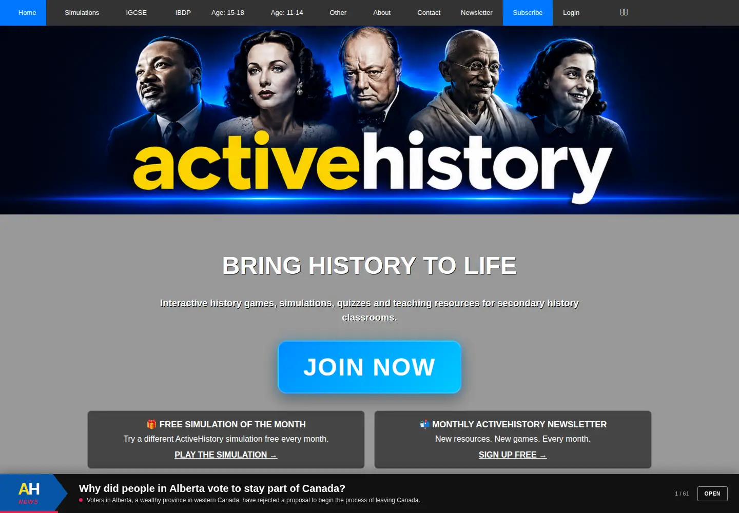 Screenshot of activehistory.co.uk