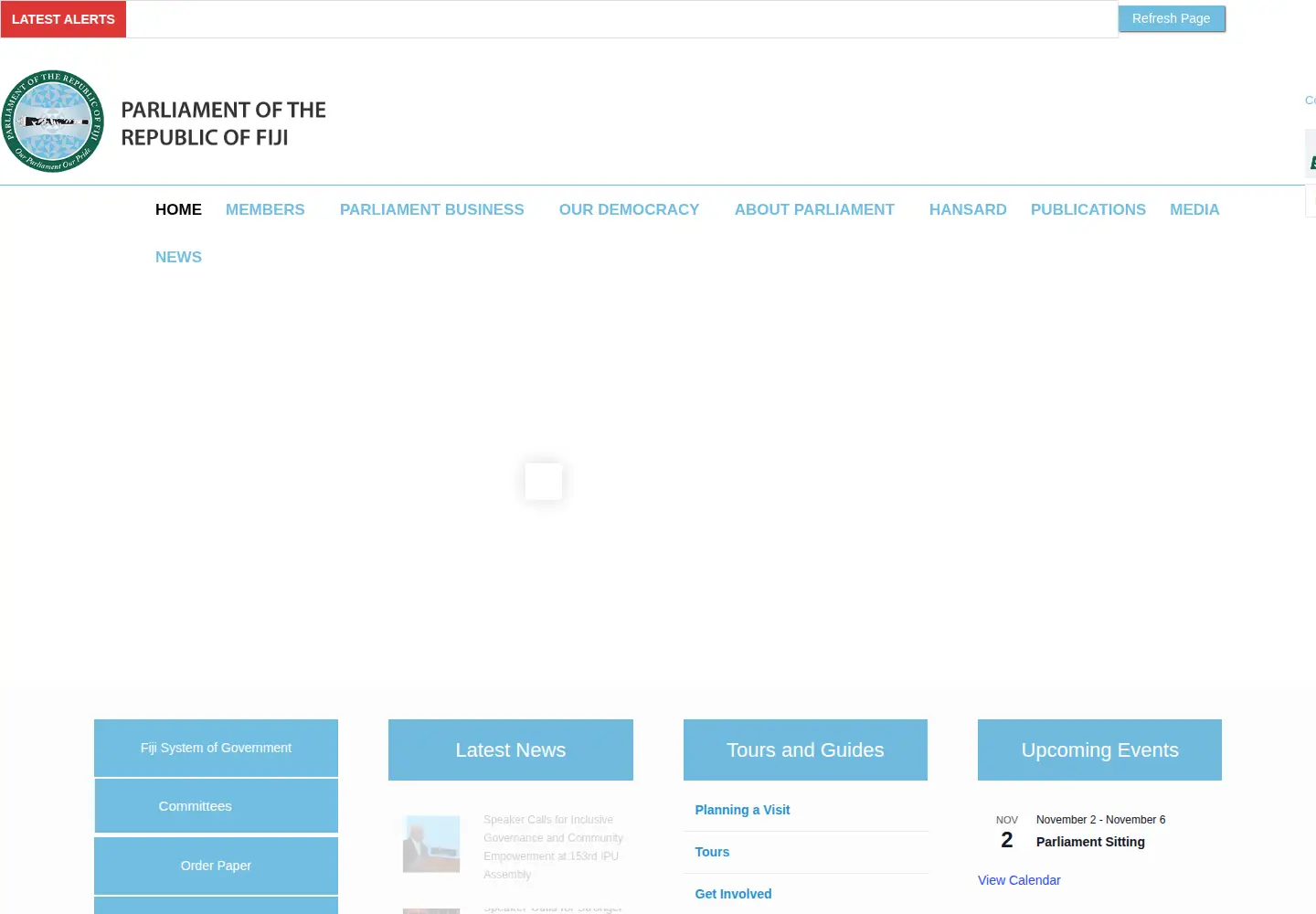 Screenshot of parliament.gov.fj