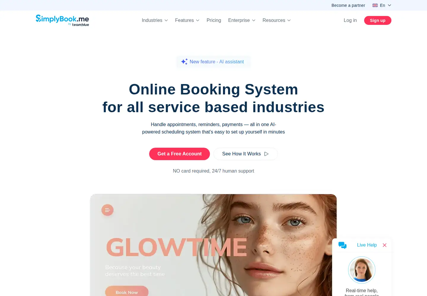 Screenshot of simplybook.me