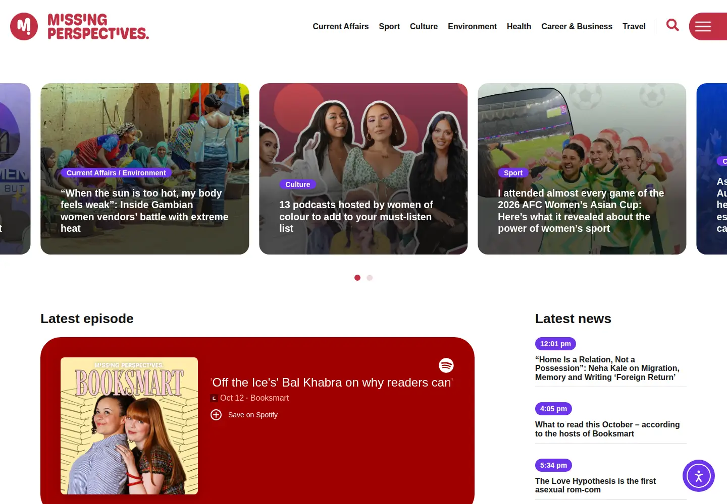 Captured homepage of missingperspectives.com in the current scan