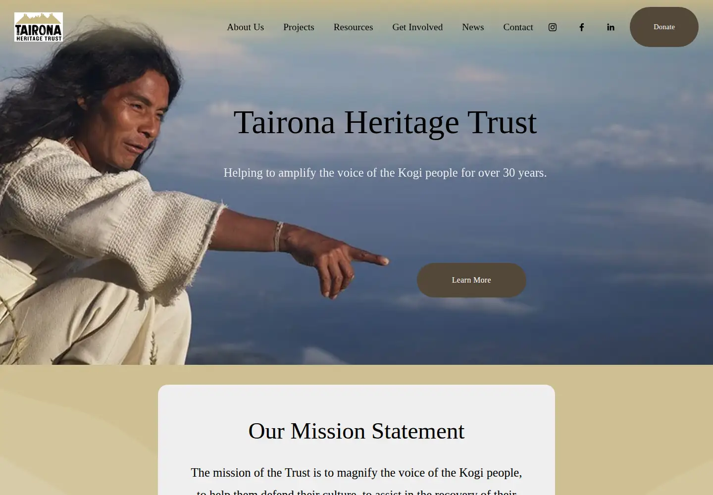 Captured homepage of taironatrust.org in the current scan