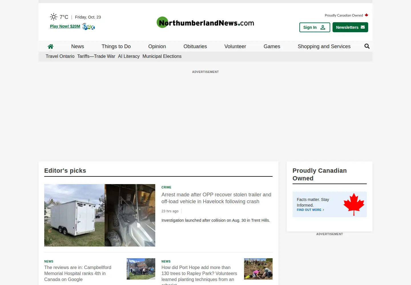 Screenshot of northumberlandtoday.com