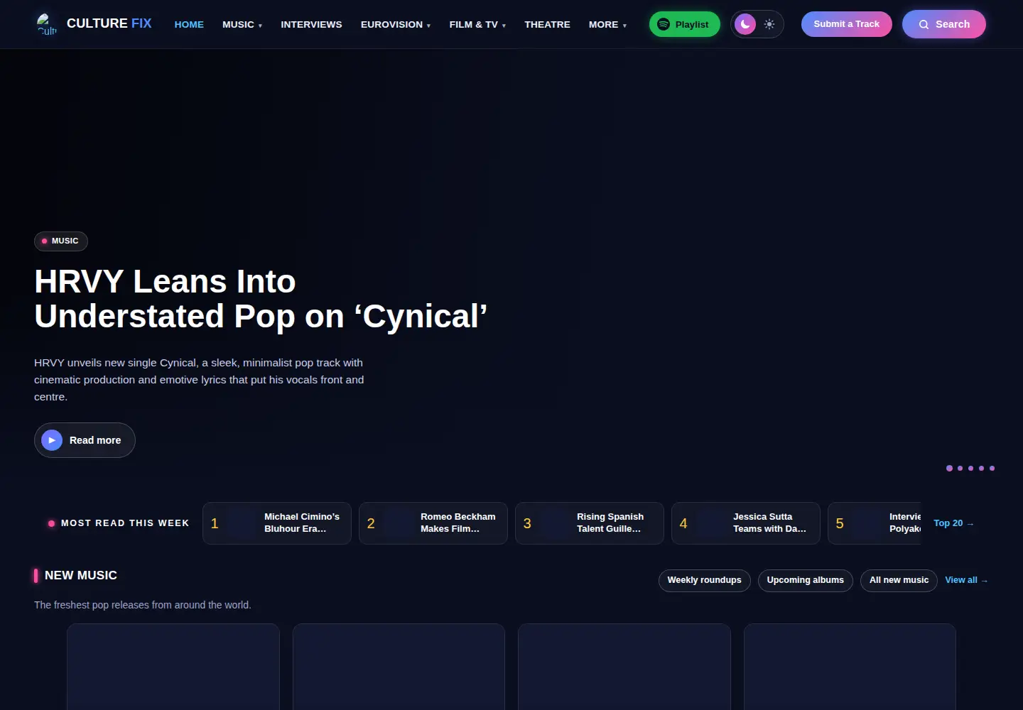 Screenshot of culturefix.co.uk