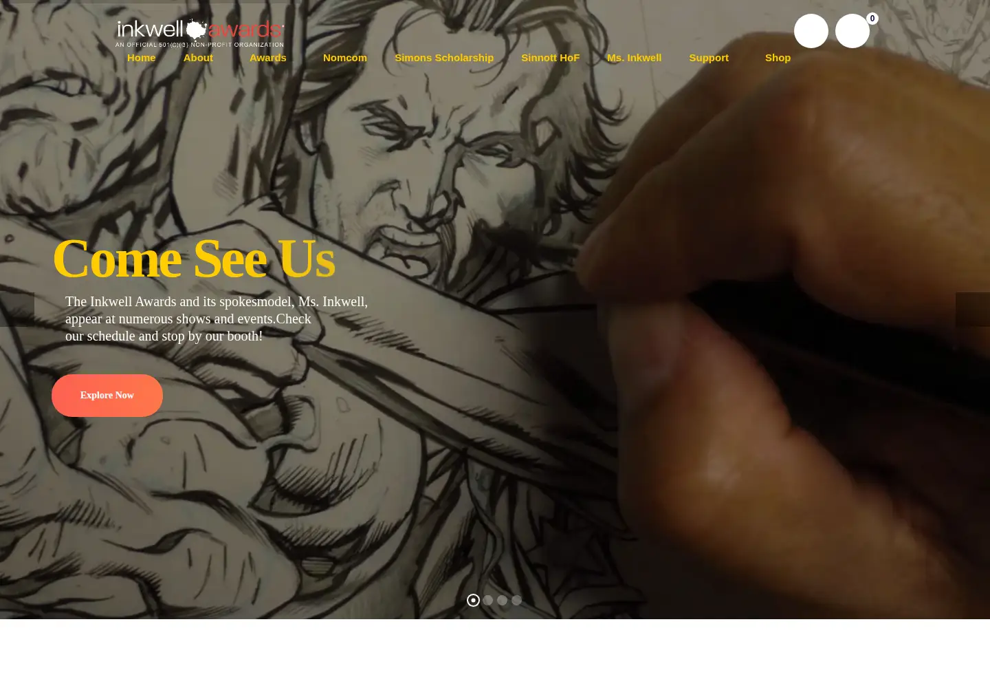 Captured homepage of inkwellawards.com in the current scan