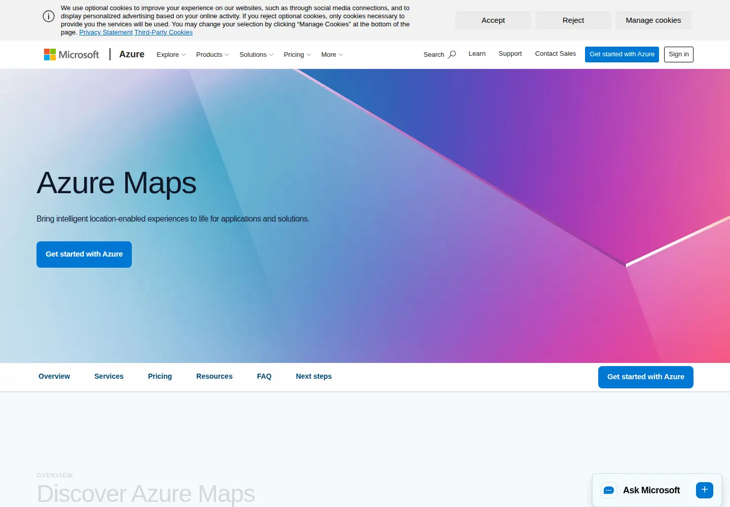 Screenshot of azuremaps.com
