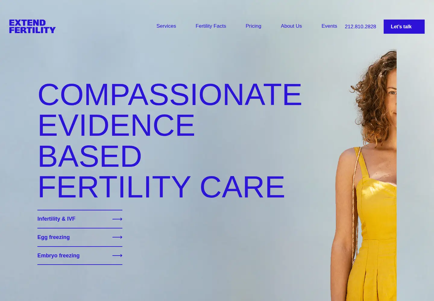 Captured homepage of extendfertility.com in the current scan