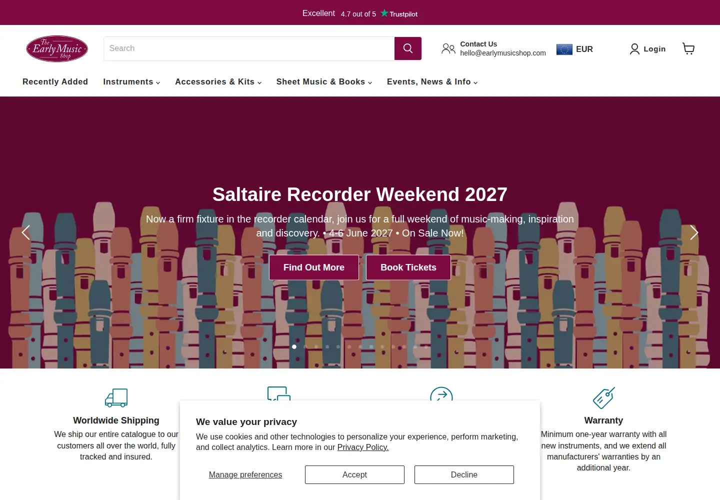Screenshot of earlymusicshop.com