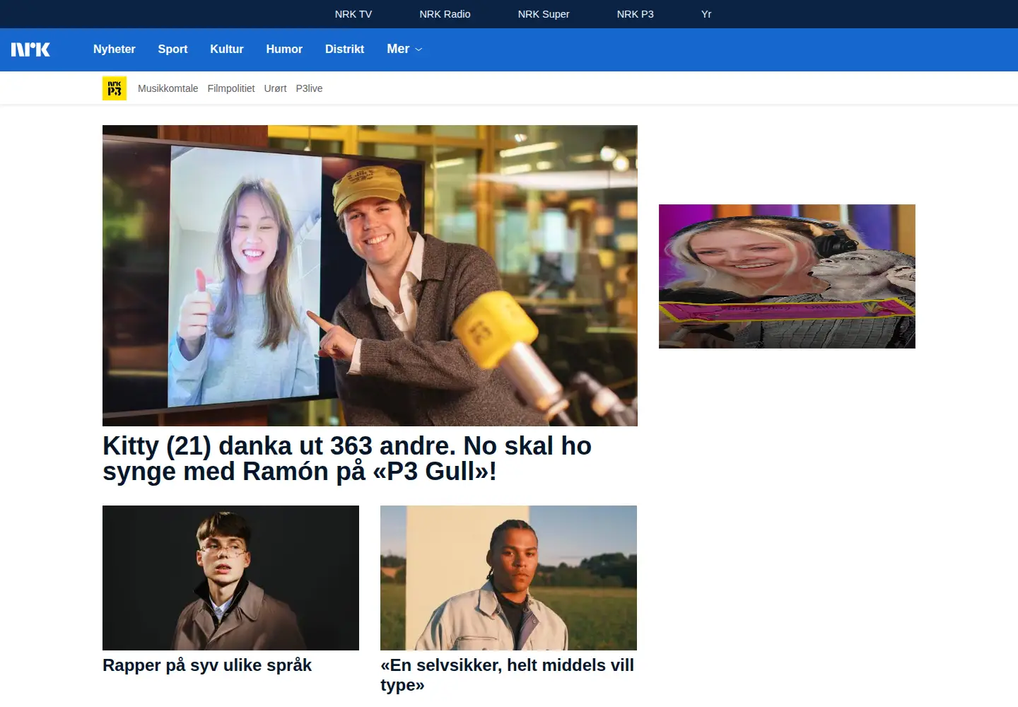 Captured homepage of nrkp3.no in the current scan
