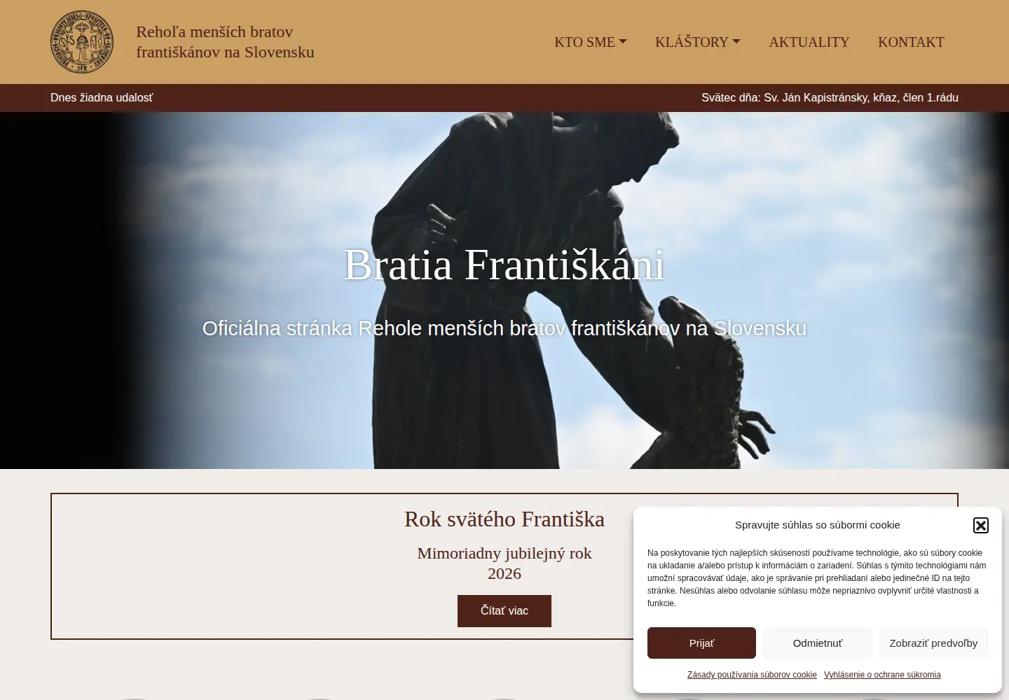 Screenshot of frantiskani.sk