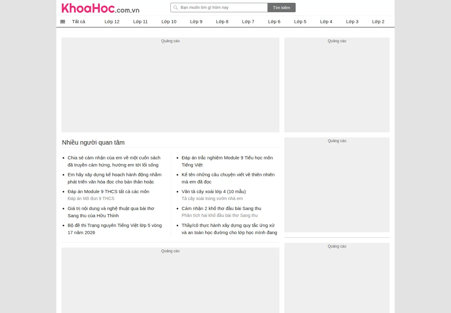 Screenshot of khoahoc.com.vn