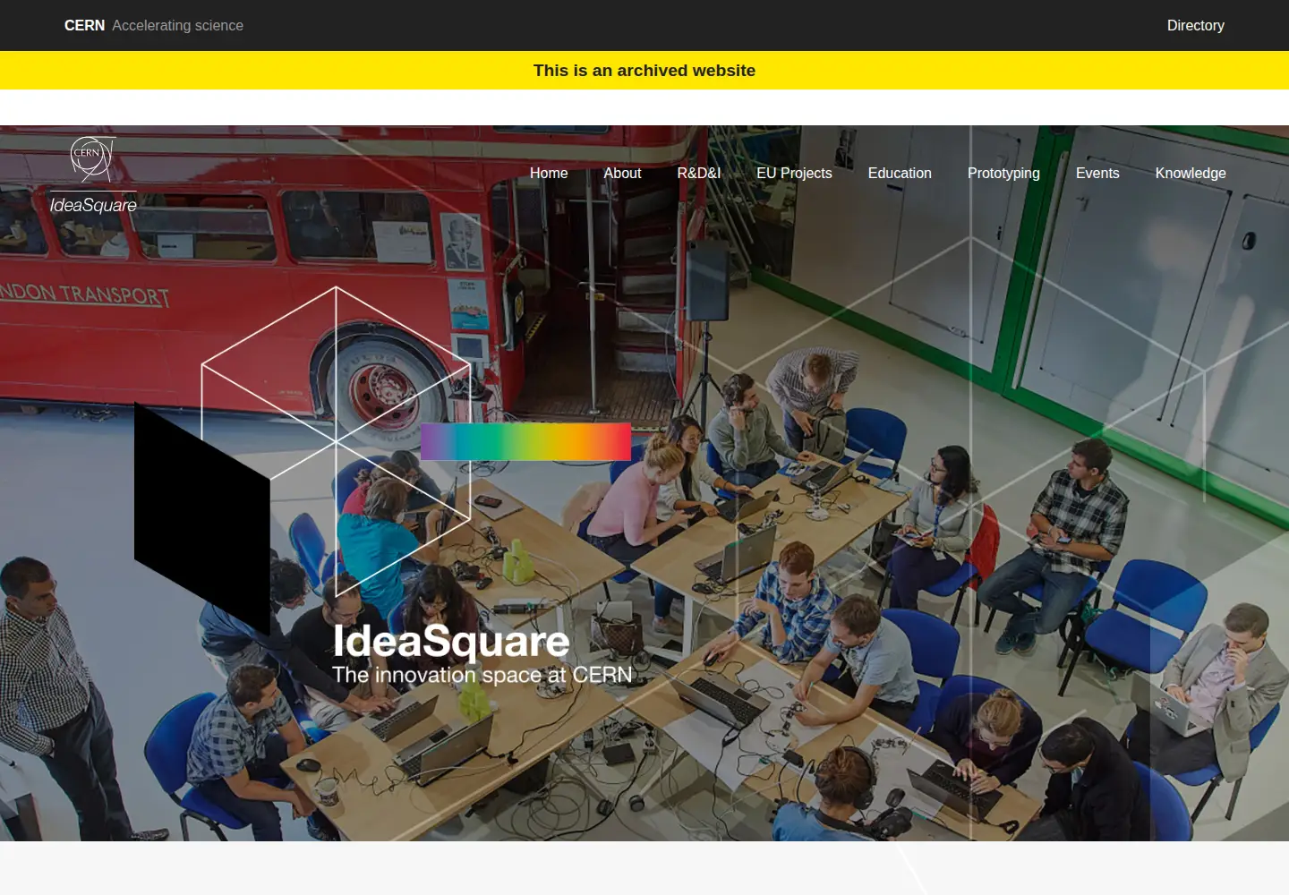 Captured homepage of ideasquare.cern in the current scan