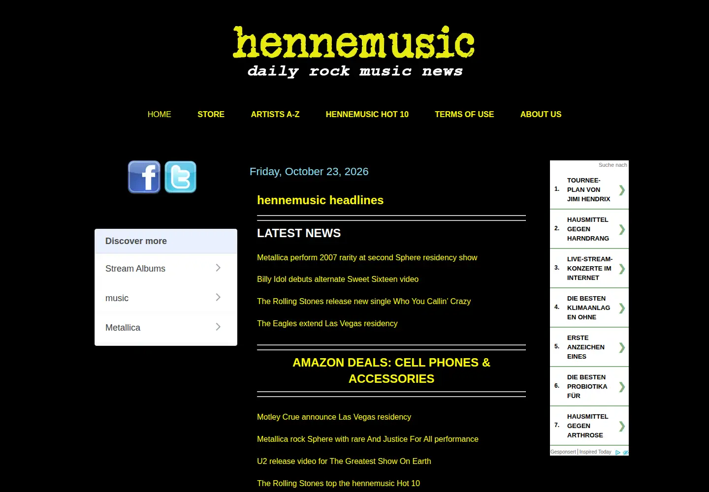 Screenshot of hennemusic.com