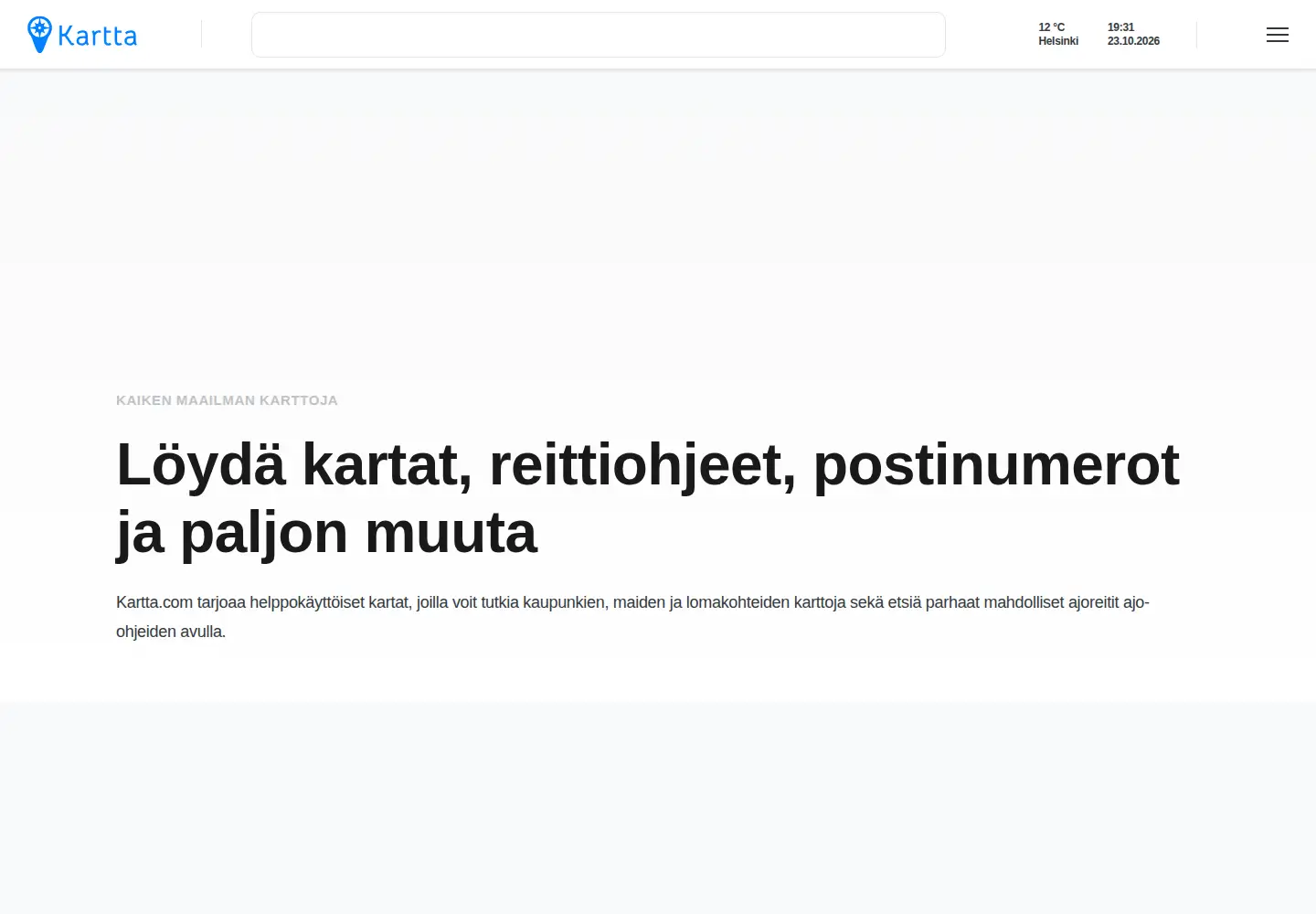 Captured homepage of kartta.com in the current scan