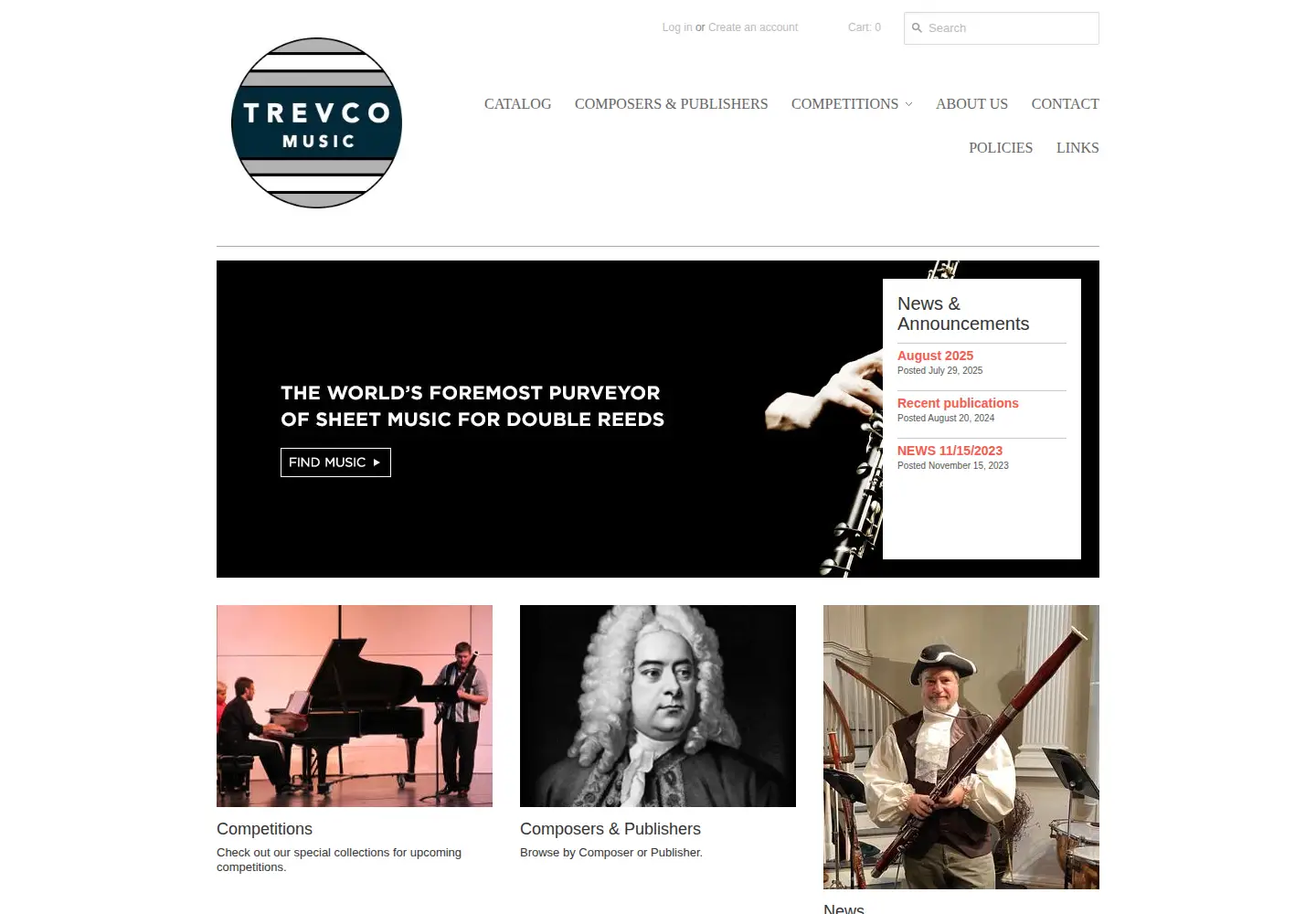 Captured homepage of trevcomusic.com in the current scan