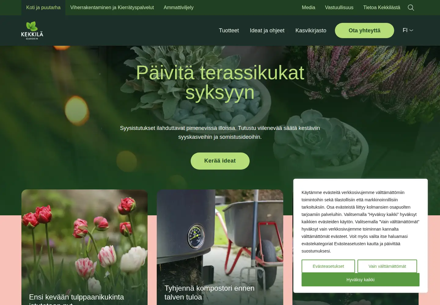 Screenshot of kekkila.fi