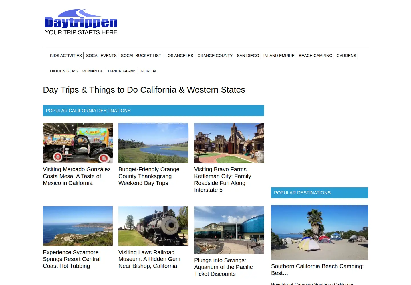 Captured homepage of daytrippen.com in the current scan