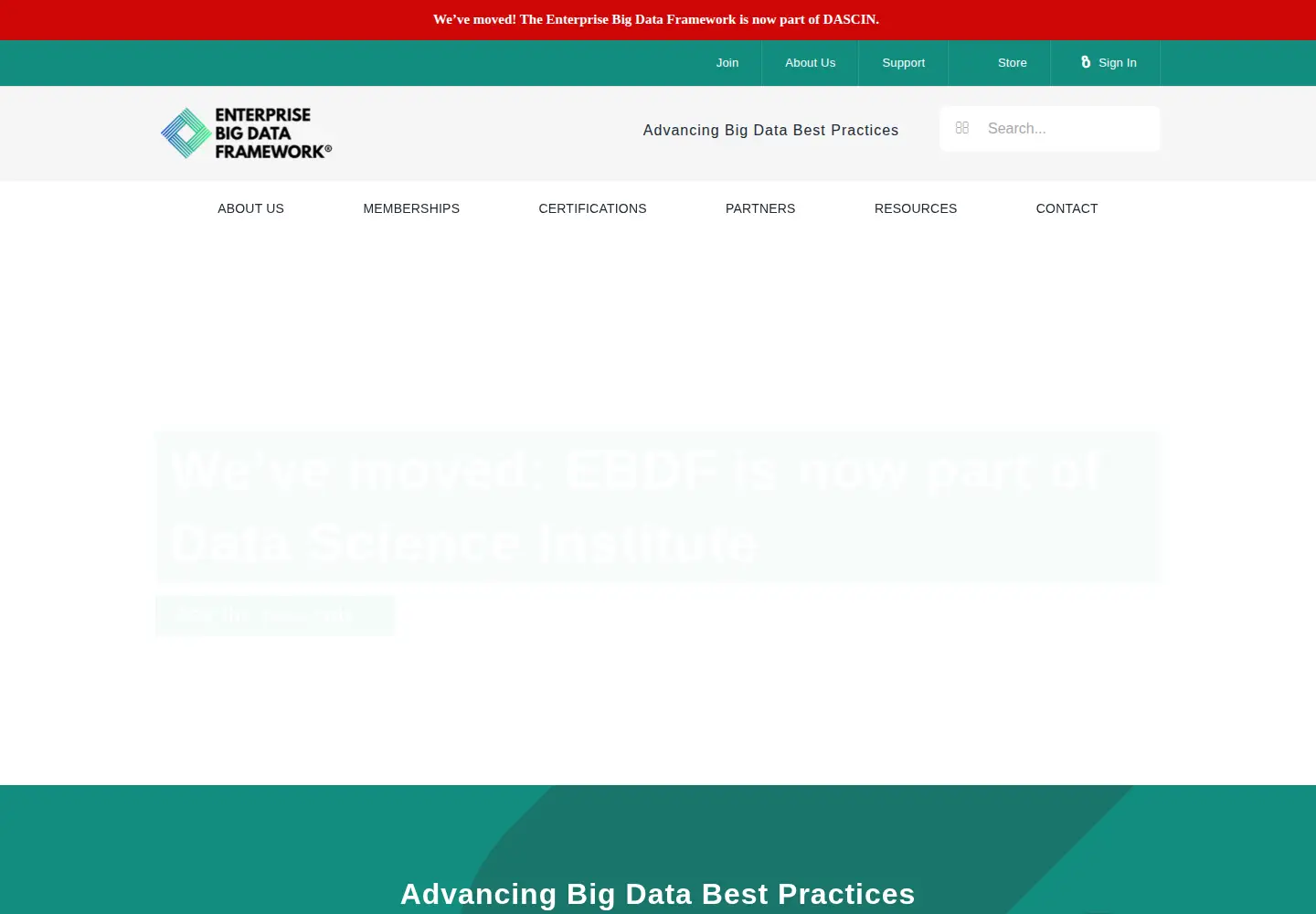 Screenshot of bigdataframework.org