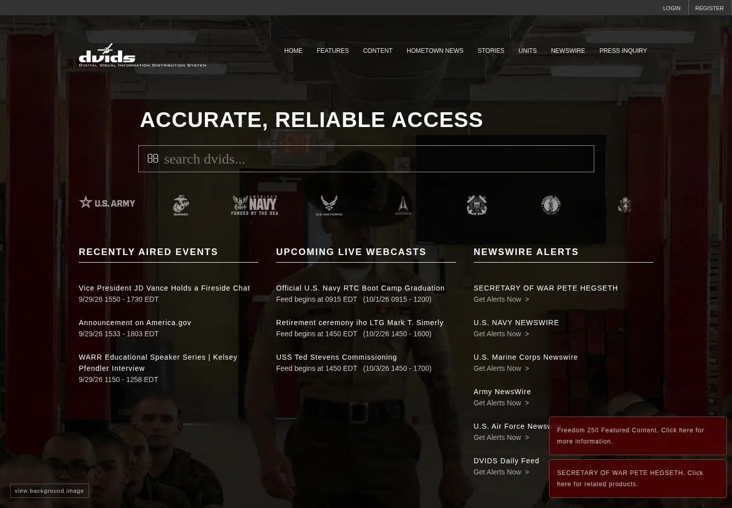 Screenshot of dvidshub.net