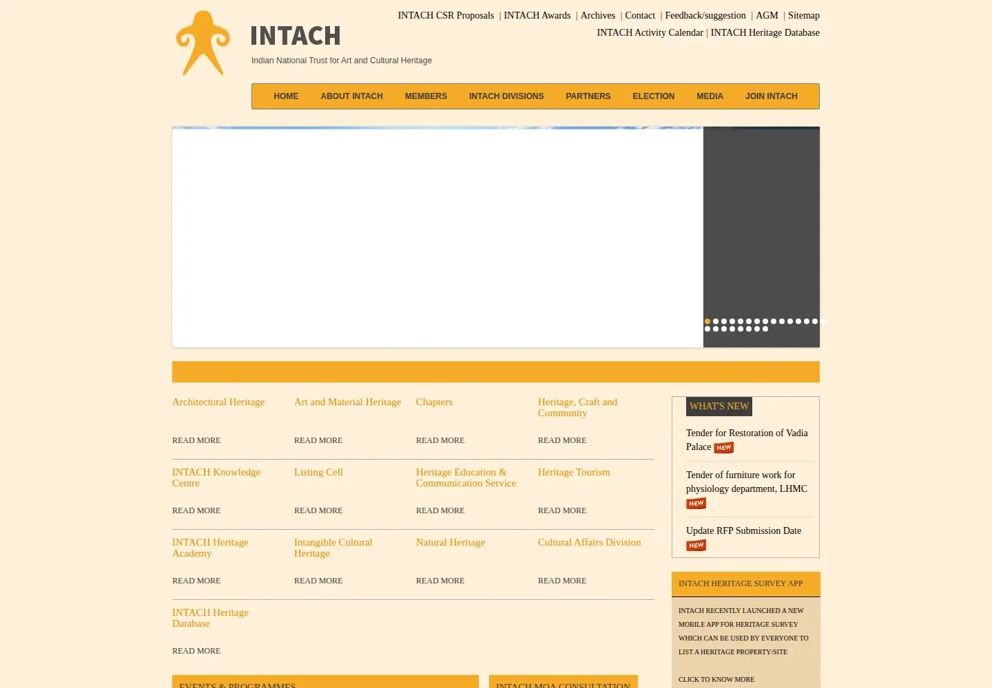 Captured homepage of intach.org in the current scan