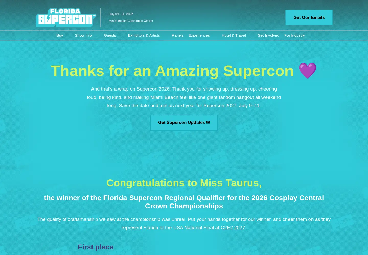 Captured homepage of floridasupercon.com in the current scan