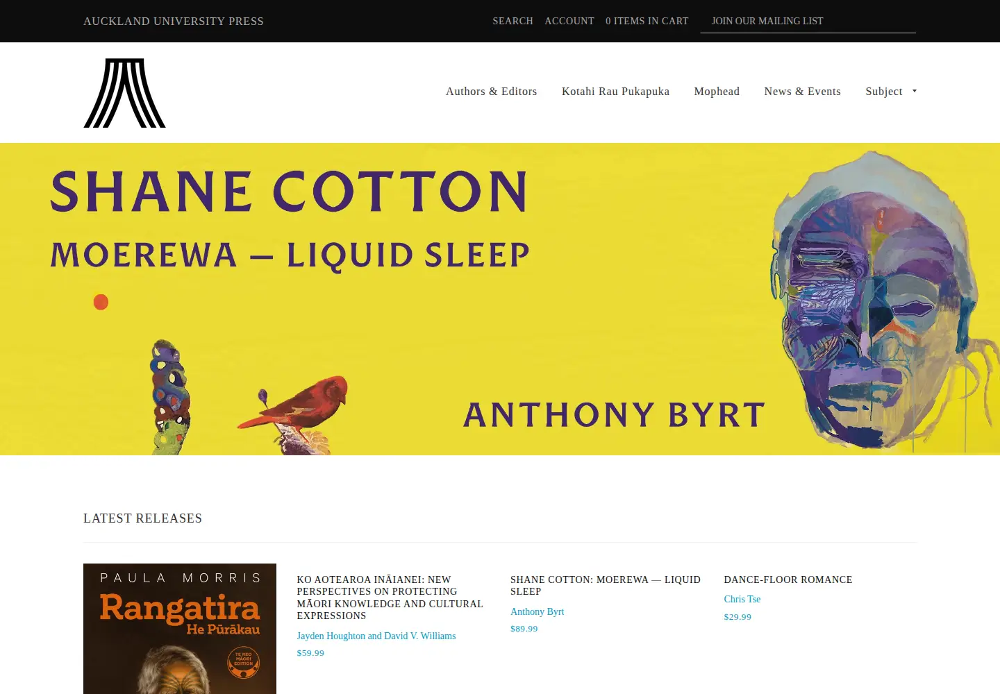 Captured homepage of aucklanduniversitypress.co.nz in the current scan