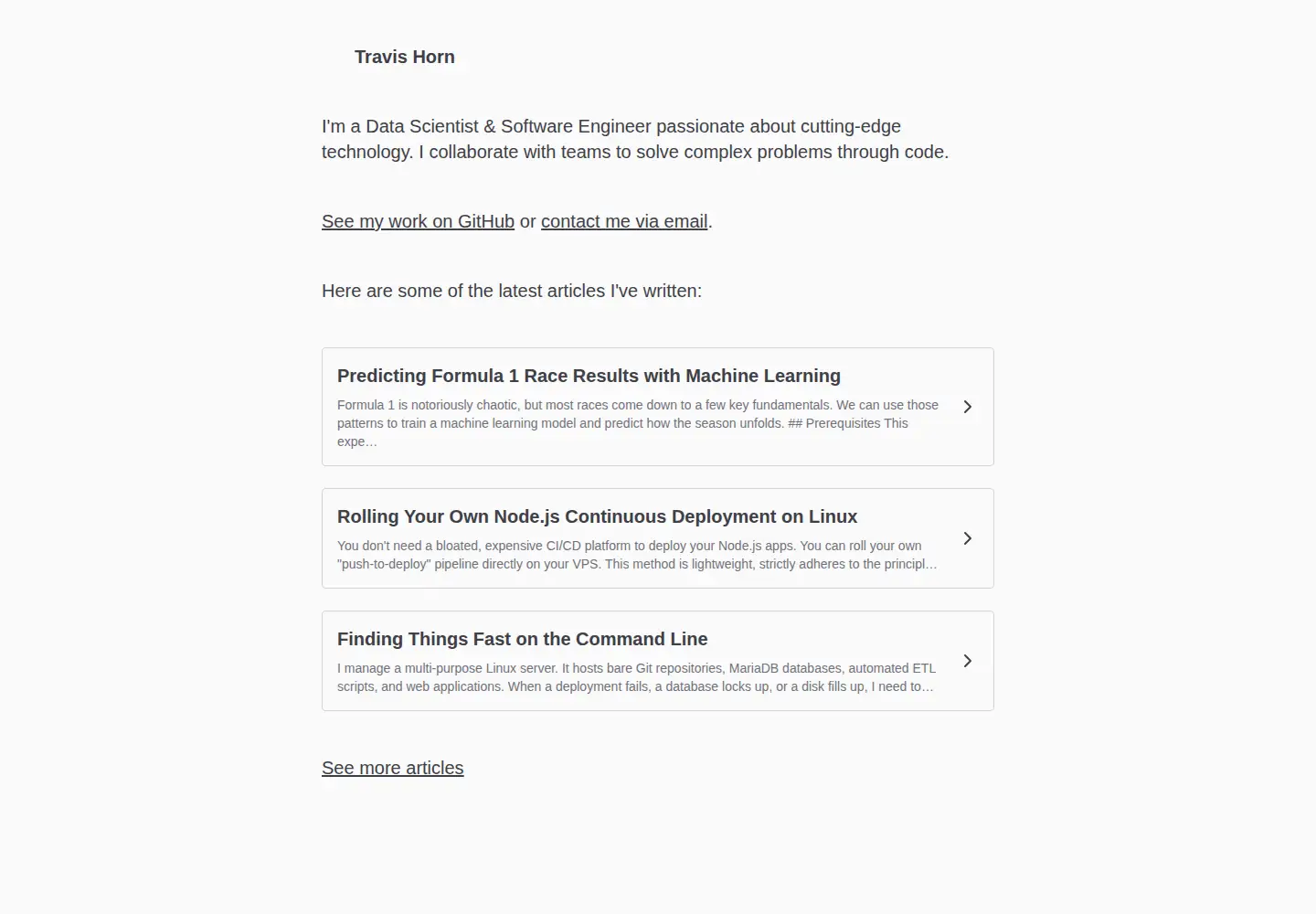 Screenshot of travishorn.com