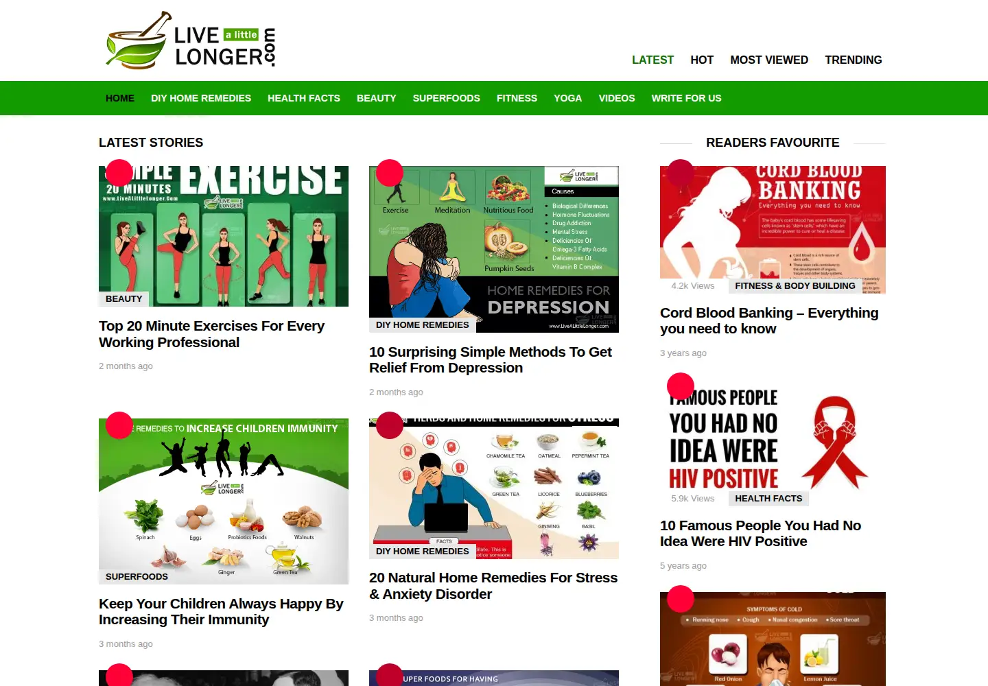 Screenshot of livealittlelonger.com