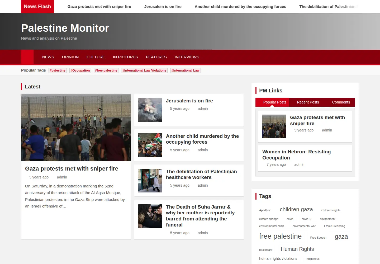 Screenshot of palestinemonitor.org