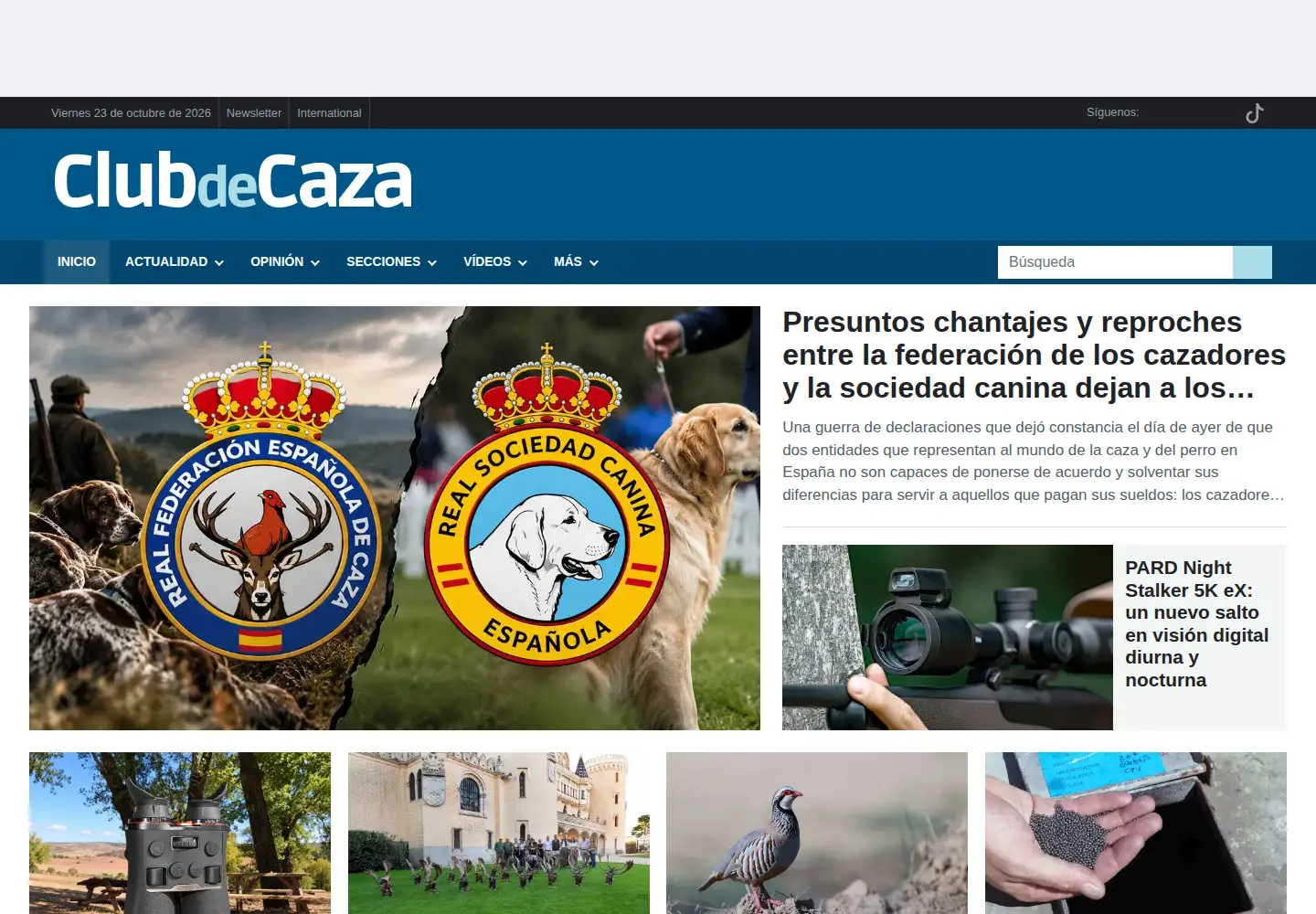 Captured homepage of club-caza.com in the current scan