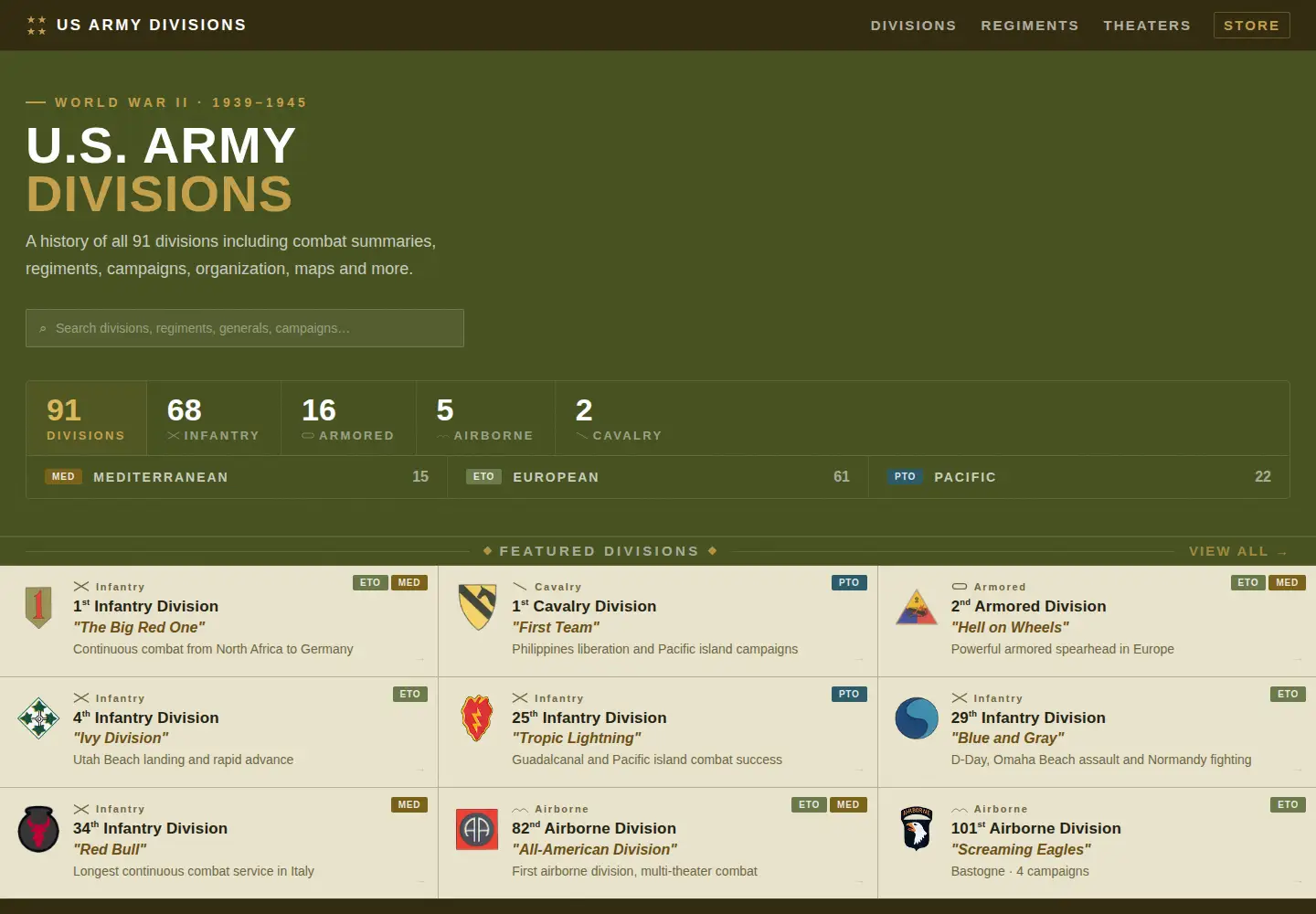 Captured homepage of armydivs.com in the current scan