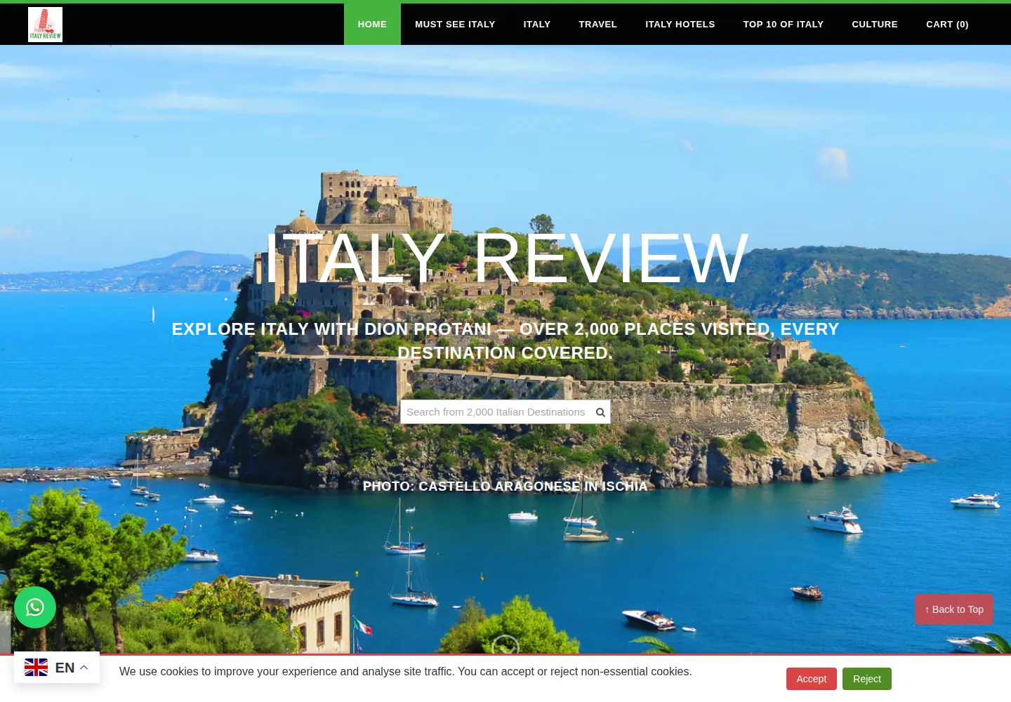 Captured homepage of italyreview.com in the current scan