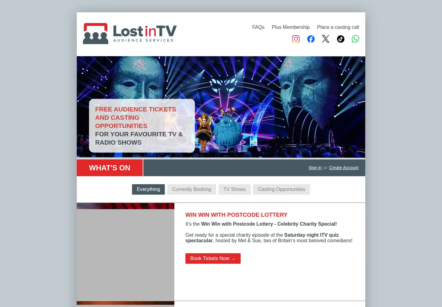 Captured homepage of lostintv.com in the current scan