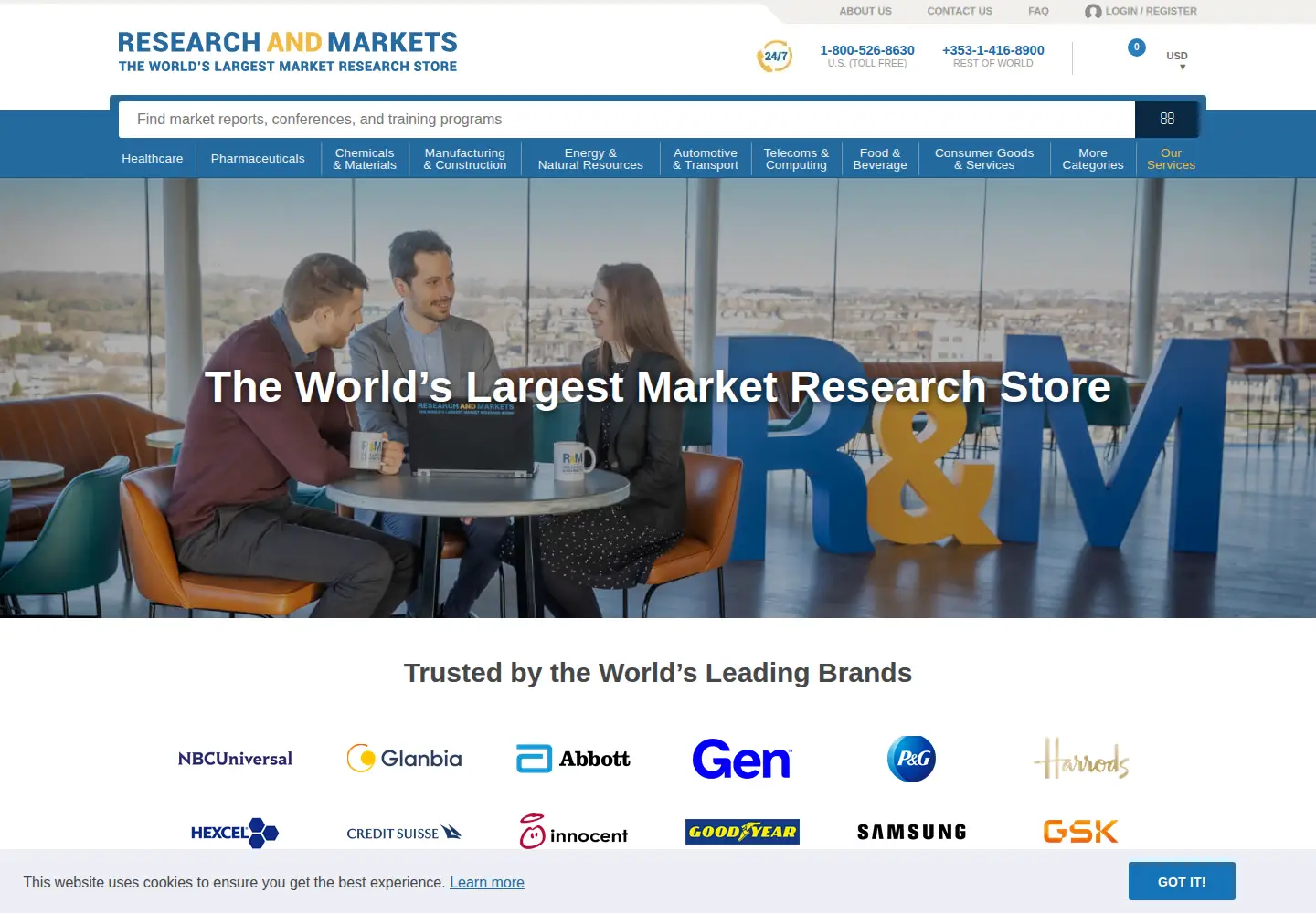 Screenshot of researchandmarkets.com