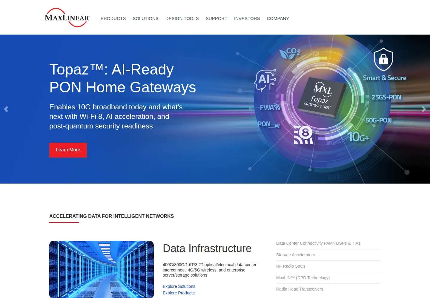Screenshot of maxlinear.com