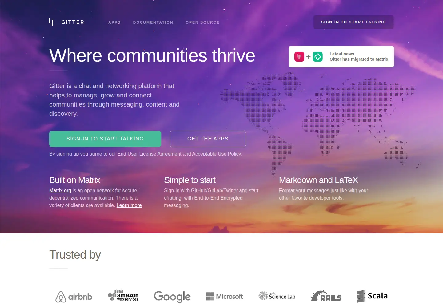 Screenshot of gitter.im