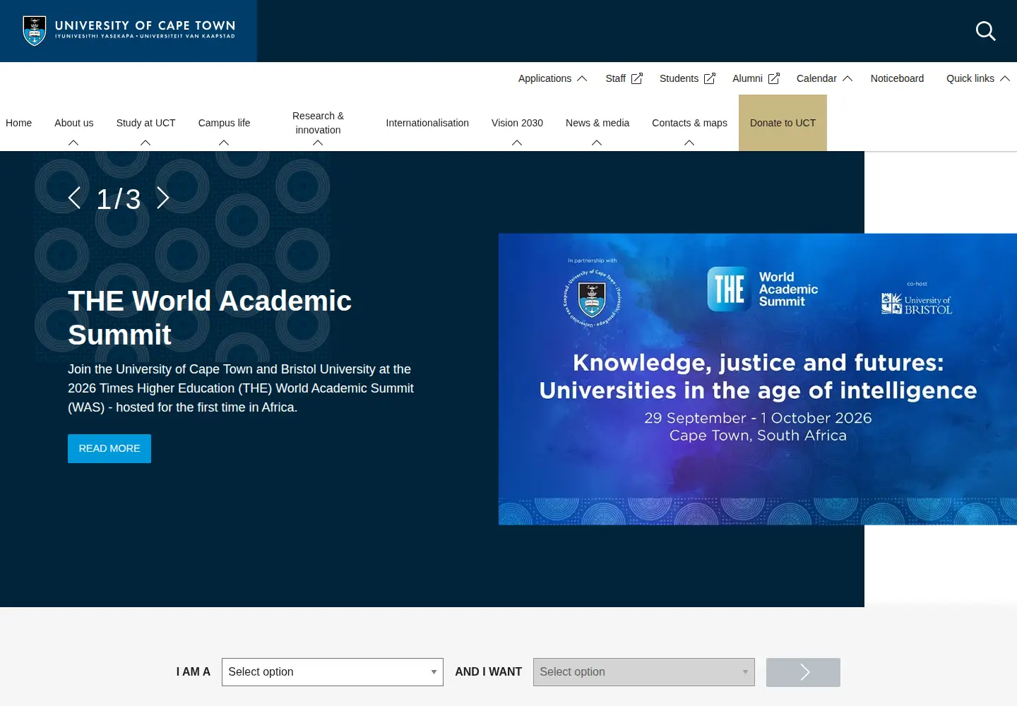 Screenshot of uct.ac.za
