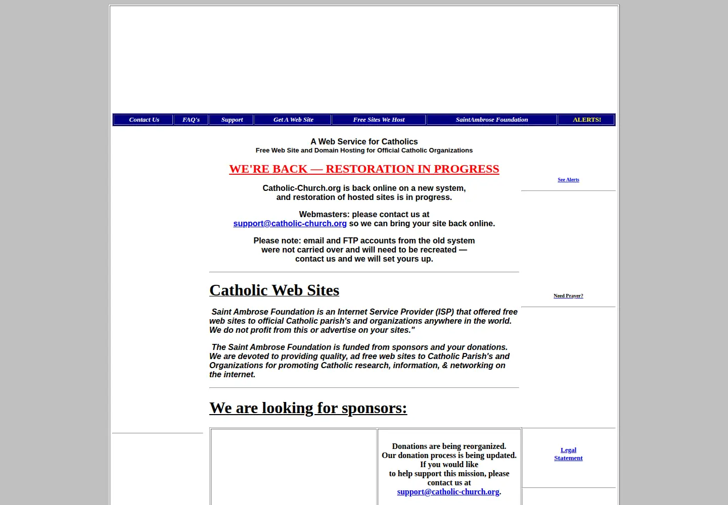 Captured homepage of catholic-church.org in the current scan