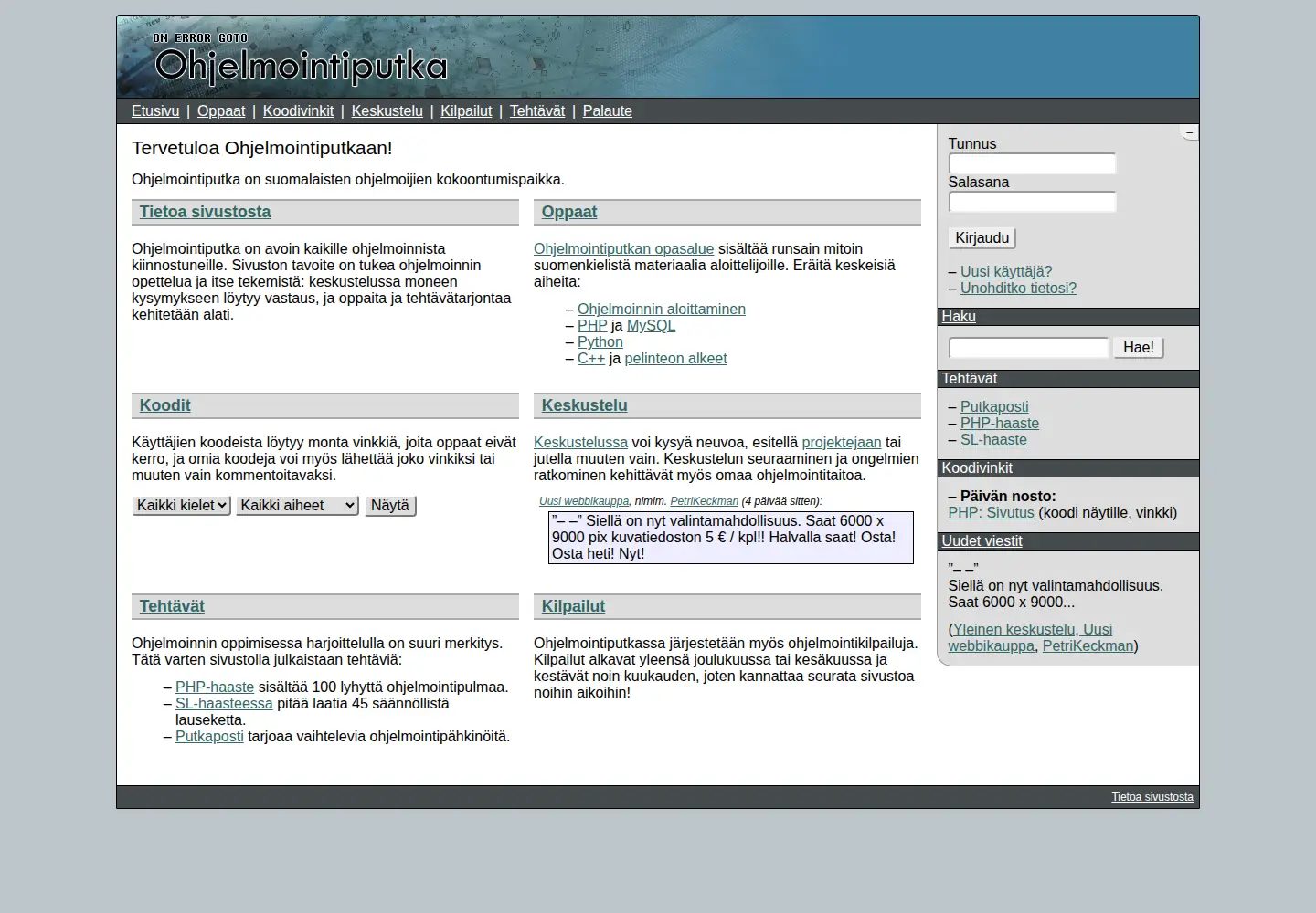 Screenshot of ohjelmointiputka.net