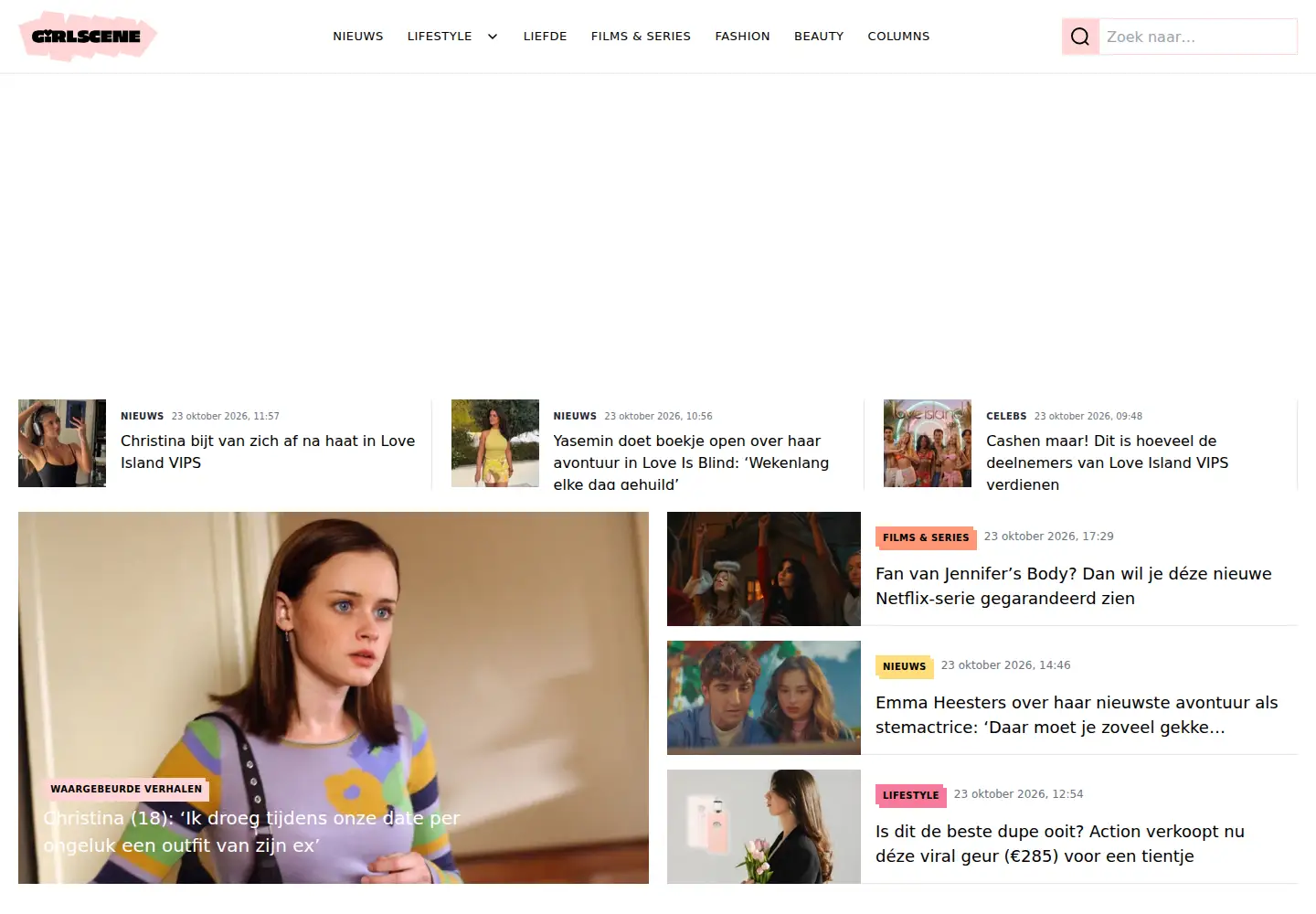 Captured homepage of girlscene.nl in the current scan
