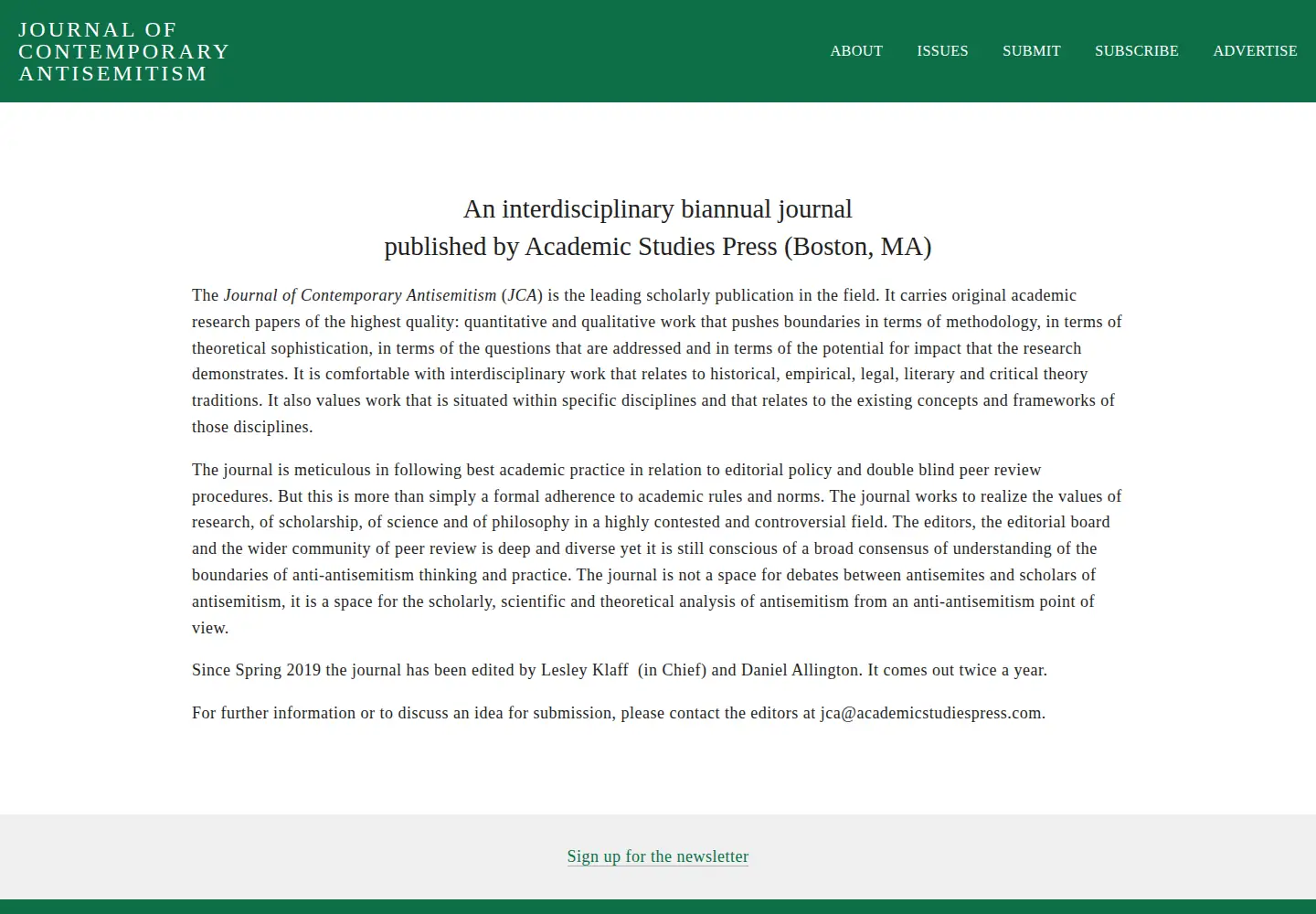 Captured homepage of jcajournal.com in the current scan