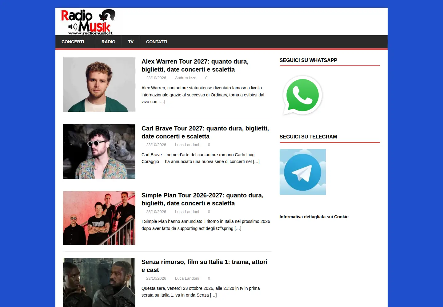 Captured homepage of radiomusik.it in the current scan
