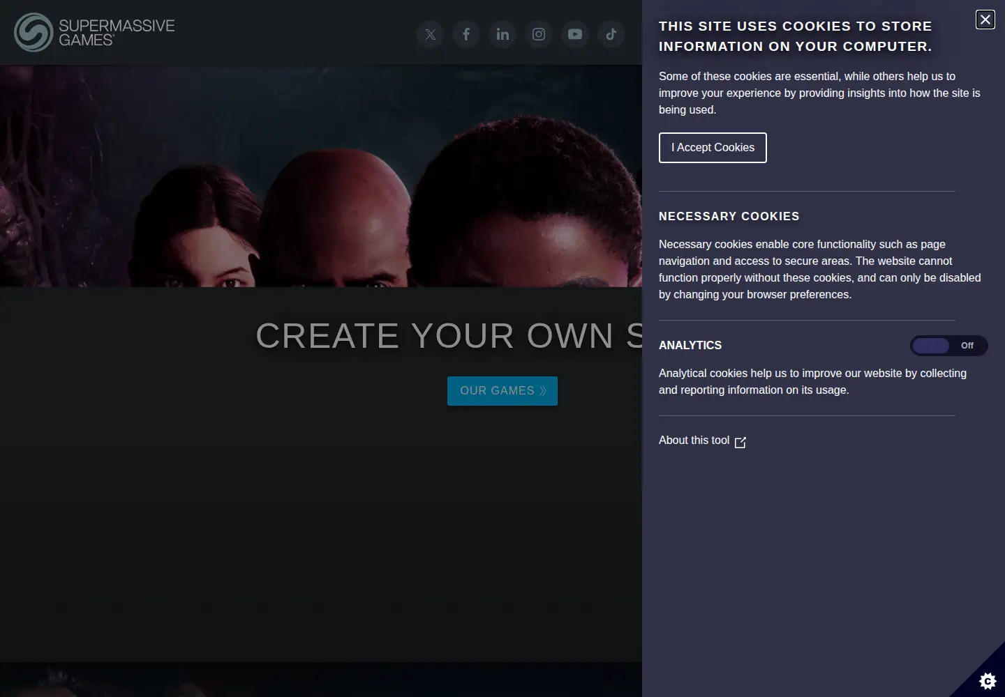 Screenshot of supermassivegames.com