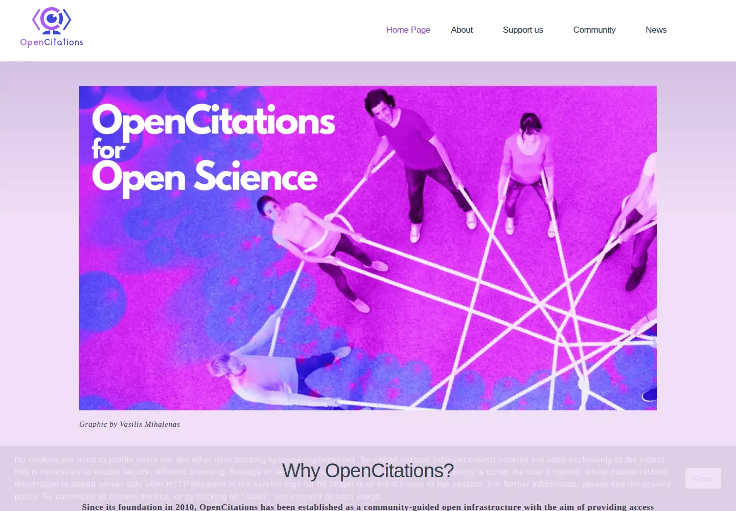 Captured homepage of opencitations.net in the current scan