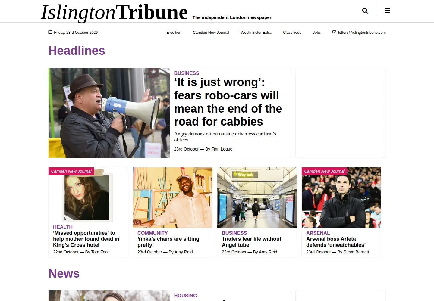 Screenshot of islingtontribune.co.uk
