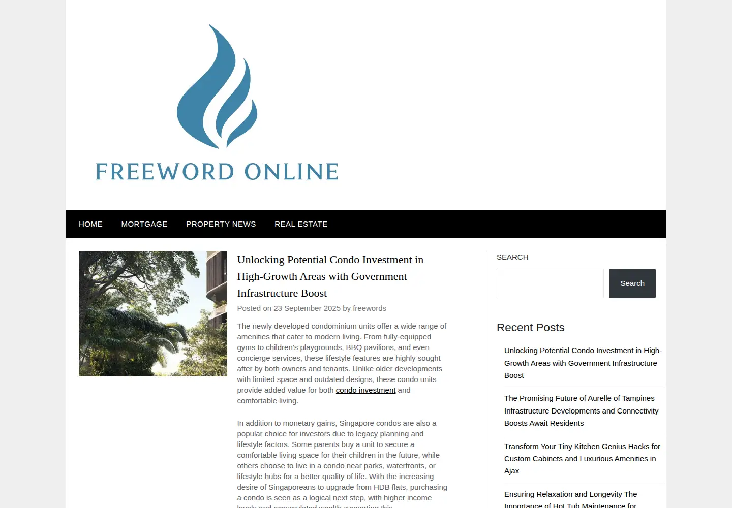 Captured homepage of freewordonline.com in the current scan