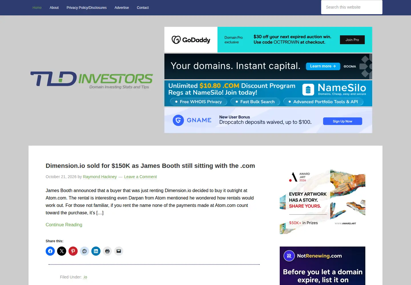 Screenshot of tldinvestors.com
