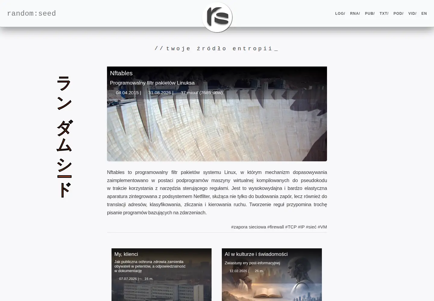 Captured homepage of randomseed.pl in the current scan