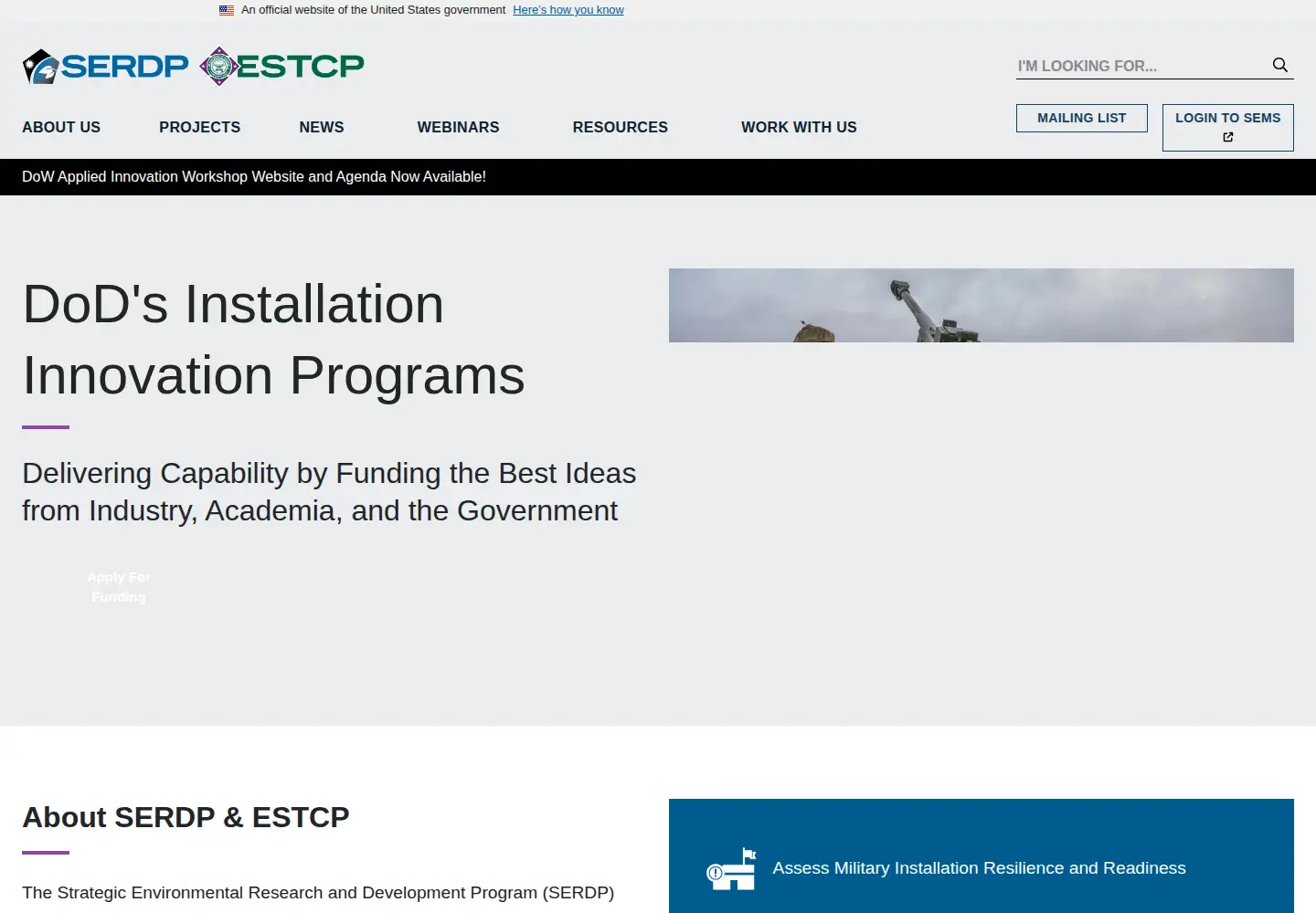 Screenshot of serdp-estcp.mil